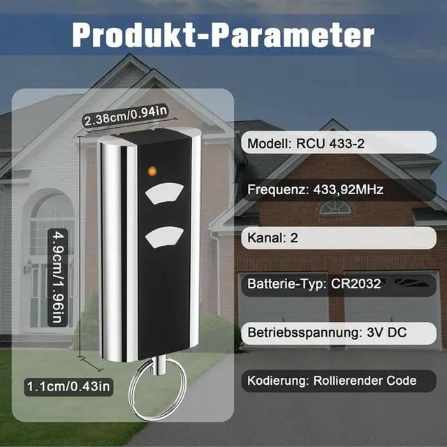 Alt view image 2 of 6 - Garage Remote Control For Normstahl Entrematic RCU433 2 Key,433.92Mhz Garage Door Key