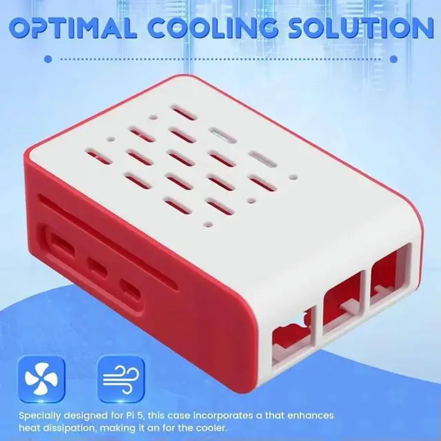 Alt view image 3 of 4 - For Raspberry Pi 5 Red-White Cooling Case For Official Active Cooler