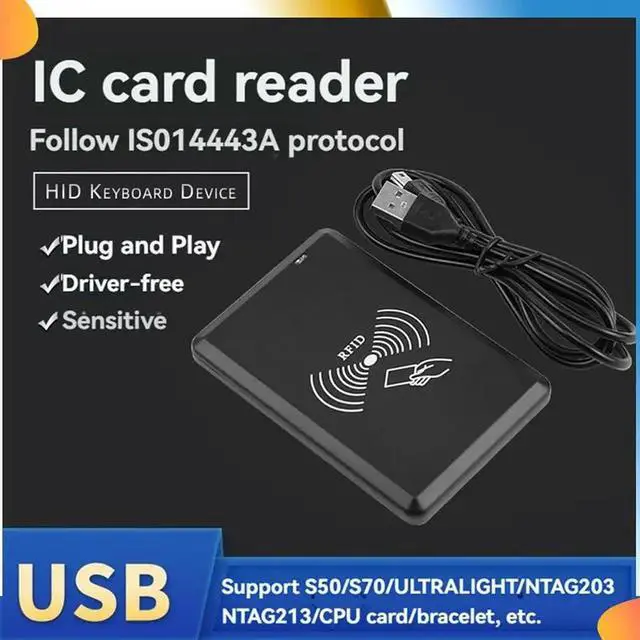 Alt view image 2 of 4 - USB RFID Reader IC Card Reader Contactless Card Reader HID Driver-Free Support Window Linux Android System