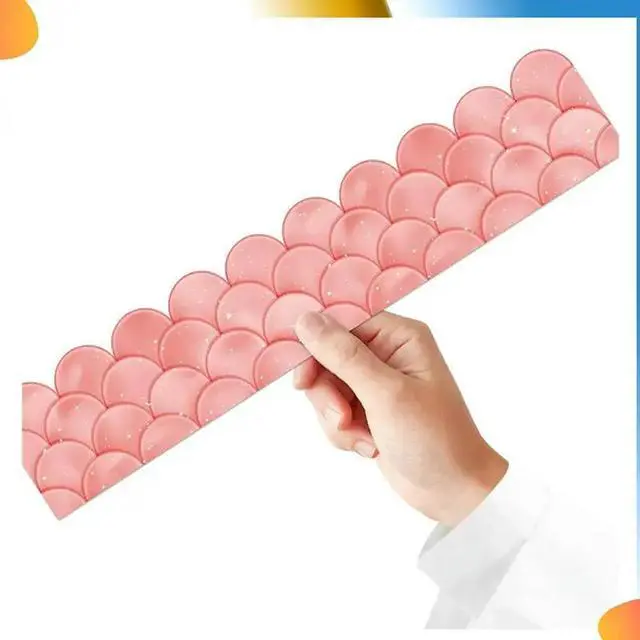 Main image of 2Pcs 20M Ombre Pink Scallops Bulletin Board Borders Rainbow Straight Borders Classroom Or Home School Decoration