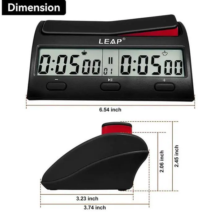 Main image of LEAP Chess Clock Advanced Digital Chess Timer with 7 Type 38 Timing Set Modes Professional Chess Clock Game Timer Rich
