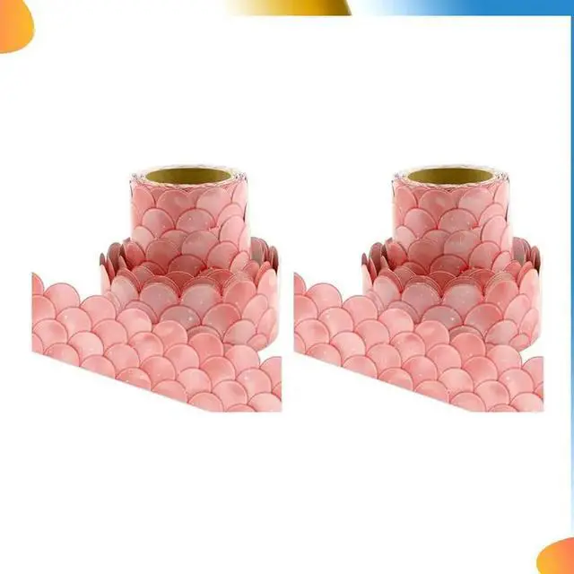 Alt view image 4 of 4 - 2Pcs 20M Ombre Pink Scallops Bulletin Board Borders Rainbow Straight Borders Classroom Or Home School Decoration