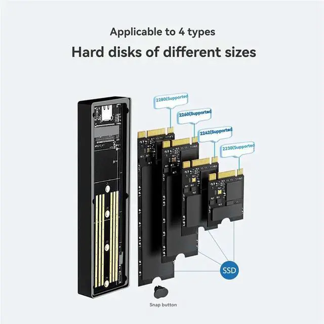Alt view image 3 of 6 - M.2 SSD Case M.2 NVME NGFF Disk Box USB3.2 Gen2 Type C 20Gbps Pcie SSD Case Tool Free SSD Enclosure Case
