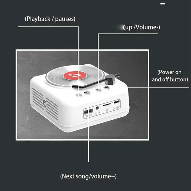 Alt view image 4 of 7 - Retro Vinyl Bluetooth Speaker Retro Bluetooth Speaker Mini Vintage Surround Sound Music Box Handsfree Call MP3 Player CD Pl