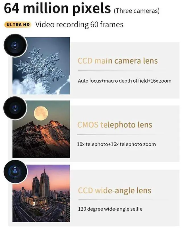 Alt view image 2 of 3 - 4K CCD Digital Camera 64MP Digital Flash Video Camera with Touch Screen 16X Digital Zoom IR Night Vision Camera Black