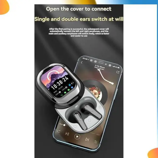 Alt view image 2 of 4 - In-Ear Full-Color Touch Screen Wireless Long-Life Noise Reduction Bluetooth Headset With Watch Function Headset