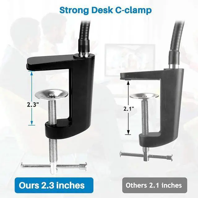 Alt view image 2 of 3 - 2X Webcam Stand, Upgraded Webcam Mount Stand With Flexible Gooseneck Arm And Clamp, Suit For Webcam C920,
