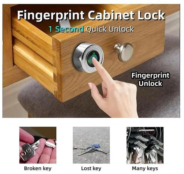 Main image of Fingerprint Drawer Lock - Electronic Double Door Cabinet Security Suitable For Wardrobes Shoe Cabinets Mailboxes