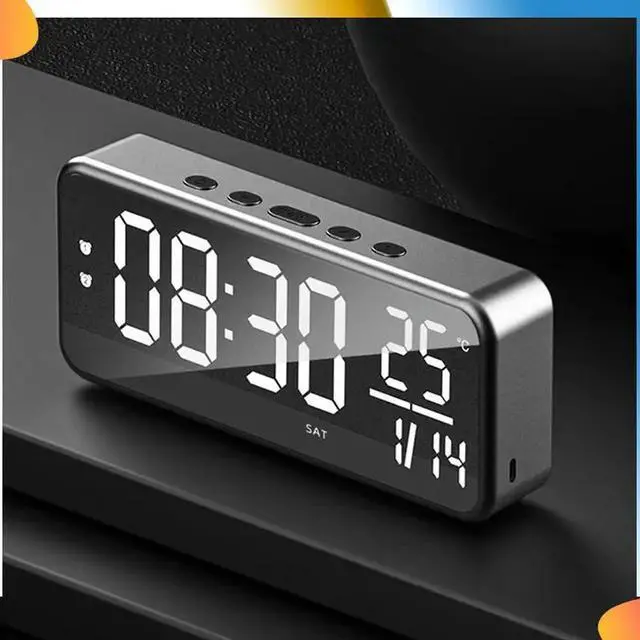 Alt view image 2 of 7 - Sound Alarm Clock LED Music Alarm Clock Wall Mounted Desk Clock Student Alarm Clock Temperature