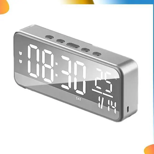 Alt view image 4 of 7 - Sound Alarm Clock LED Music Alarm Clock Wall Mounted Desk Clock Student Alarm Clock Temperature