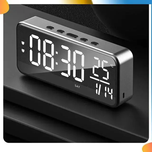 Alt view image 3 of 7 - Sound Alarm Clock LED Music Alarm Clock Wall Mounted Desk Clock Student Alarm Clock Temperature