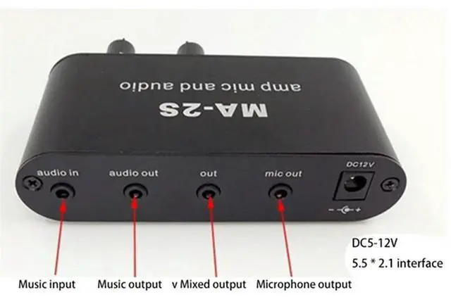 Alt view image 4 of 7 - MA-2S Microphone Music Mixed Preamplifier 6.5Mm Dynamic 3.5Mm Condenser Amplifier MIC And Audio Mixer DC5-12V 5.5X2.1MM