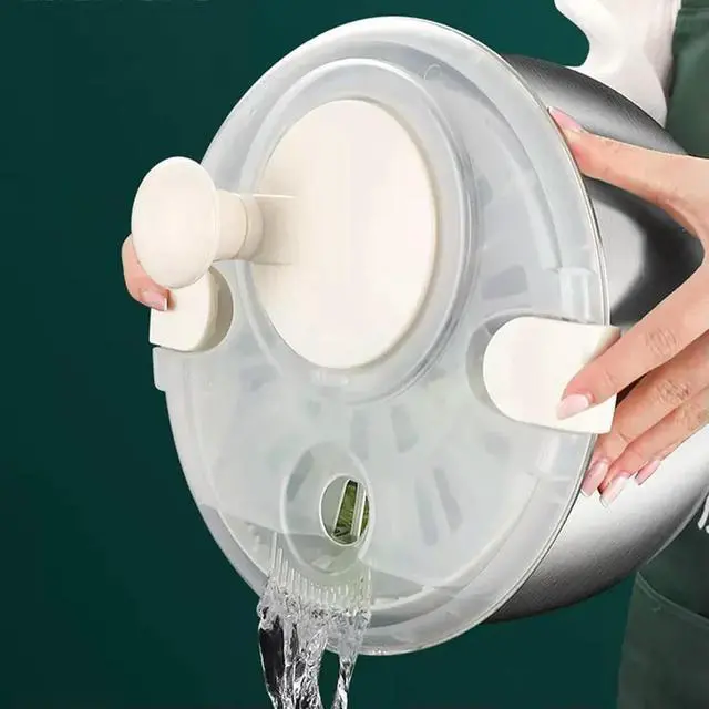 Alt view image 3 of 3 - 6L Salad Spinner Stainless Steel Large Vegetable Washer with PP Lid for Fruit Washer Pasta & Fries Spinner Salad Dryer