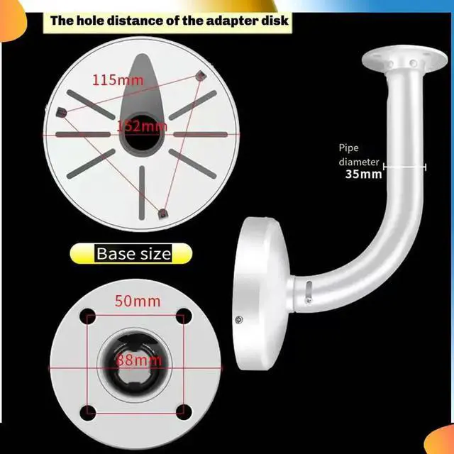 Alt view image 3 of 6 - L-Shaped Universal Pendent Hemispherical Camera Bracket Dome Camera Ceiling Mounting Aluminum Alloy Mount Bracket