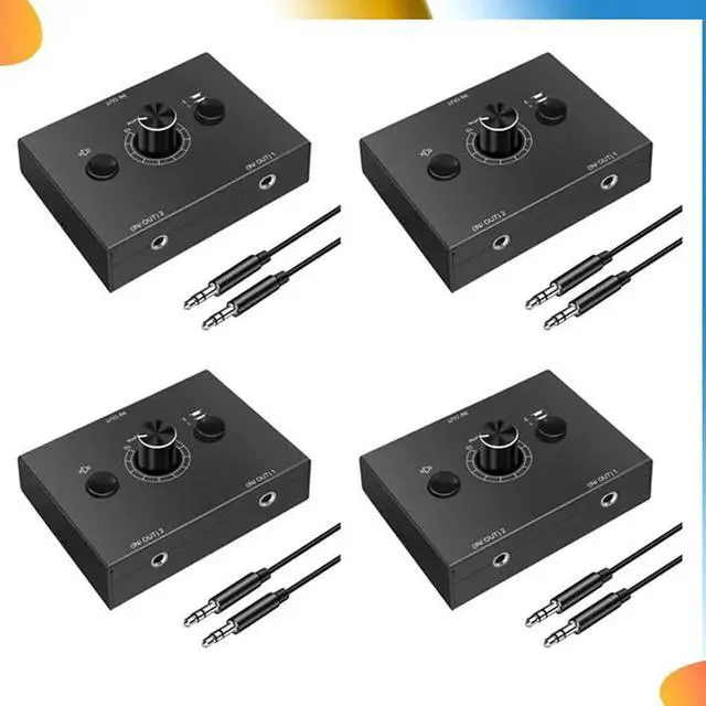 Alt view image 3 of 4 - 4X 3.5Mm Audio Switcher, 2 Input 1 Output/1 Input 2 Output Audio Splitter Switcher, One-Key Mute Button