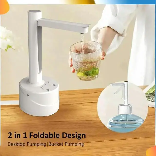 Alt view image 4 of 4 - Electric Water Gallon Bottle Pump Automatic Water Dispenser Foldable Desktop Rechargeable Drinking Water Bottle Pump