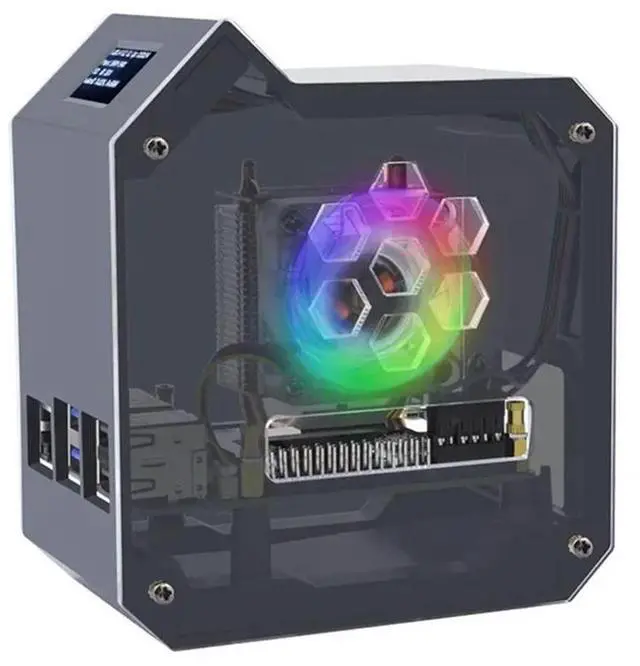 Alt view image 3 of 6 - For Raspberry Pi 5 Mini Tower Fan Kit JST 4 Pin Port Fan Kit Active Cooler Kit Including 0.96 Inch OLED Display