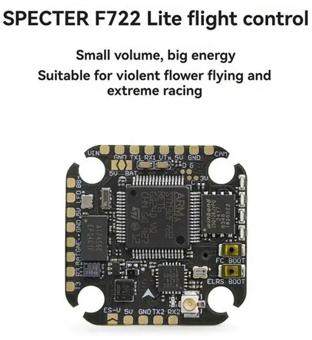 Alt view image 3 of 3 - F722 Lite Flight Controller For FPV Freestyle Drone-Onboard ELRS 2.4G Receiver, 5V 2A BEC, 20X20mm, 2-6S LIPO Batt