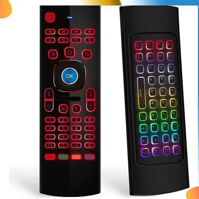 Alt view image 3 of 7 - 3X Air Mouse For Android Tv Box, Mini Wireless Keyboard Air Remote Mouse Control With RGB Backlit MX3 Pro IR Learning