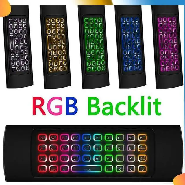 Main image of 3X Air Mouse For Android Tv Box, Mini Wireless Keyboard Air Remote Mouse Control With RGB Backlit MX3 Pro IR Learning