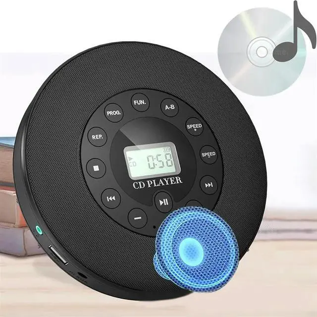 Alt view image 2 of 3 - Portable CD Player With Speaker Anti Skip For Car MP3 Compatibility Support Recording Built In Mic