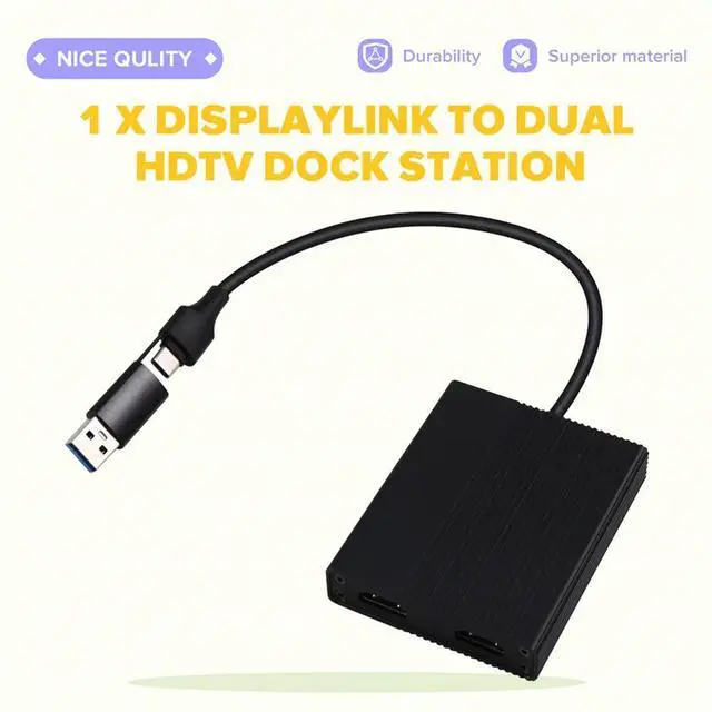 Alt view image 3 of 3 - Displaylink 4K 60Hz USB C/USB 3.0 To Dual HDTV Dock Station MST Expansion Dock For Macos