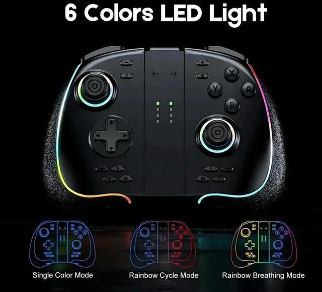Alt view image 2 of 3 - Wireless Joy-Pad Game Controller With Programmable RGB Lights 6-Axis Gyro Turbo Vibration For Switch/OLED Lite