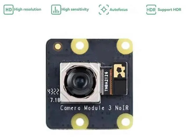 Alt view image 3 of 3 - For Raspberry Pi 4B/3B+ /3A+ /3B/2B/B+ /A+ Compatible Camera Module 3 Wide Noir IMX708 11.9MP 75° Field Angle