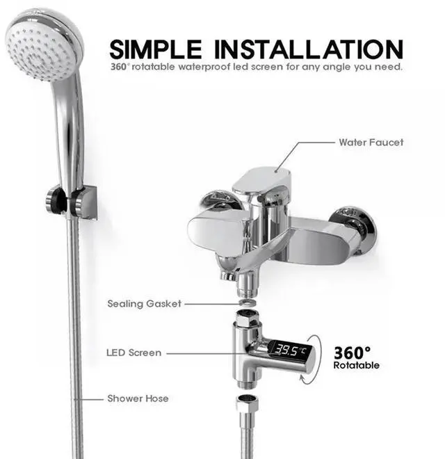 Main image of 2X LED Display Home Water Shower Thermometer Temperature Meter Monitor Kitchen Bathroom Home Baby Care