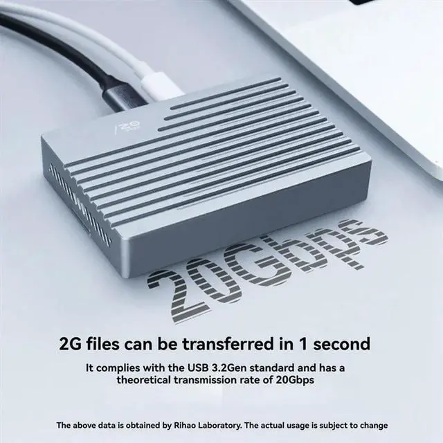 Main image of Dual Bay Nvme SSD Enclosure USB3.2 Gen2 Type-C M. 2 2280 Hard Drive Case 20Gbps External Hard Disk Case Box US PLUG