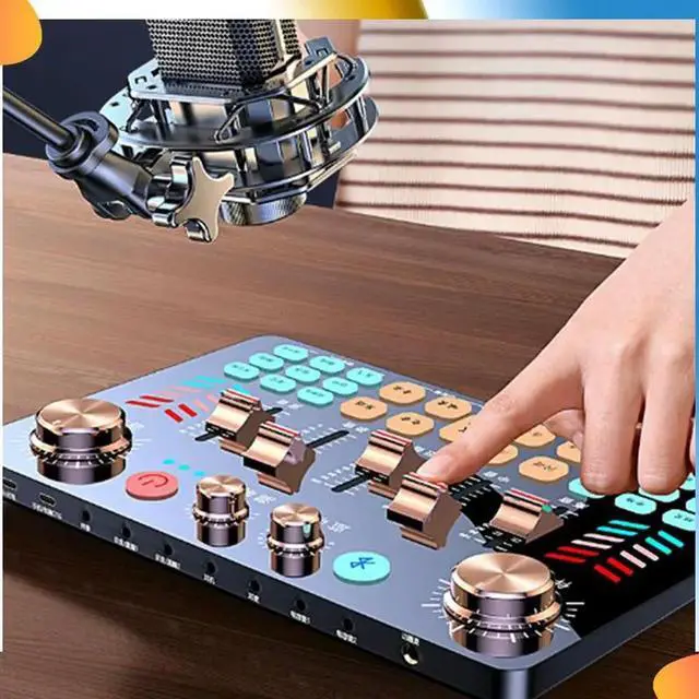 Alt view image 4 of 7 - V19 Sound Card Sound Effect Switch Forkaraoke Mic Live Broadcast Noise Reduction