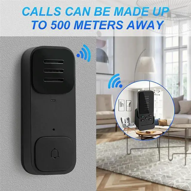 Alt view image 3 of 7 - Wireless Doorbell Two-Way Audio Doorbell Household Use Long Distance One Button Pager With6 Ringtones