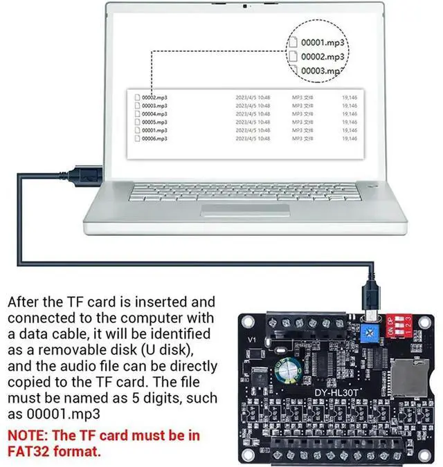 Main image of 3X 30W MP3 Voice Playback Module DY-L30T 9 Trigger Music Player Power Amplifier Board TF Card 32G Max A