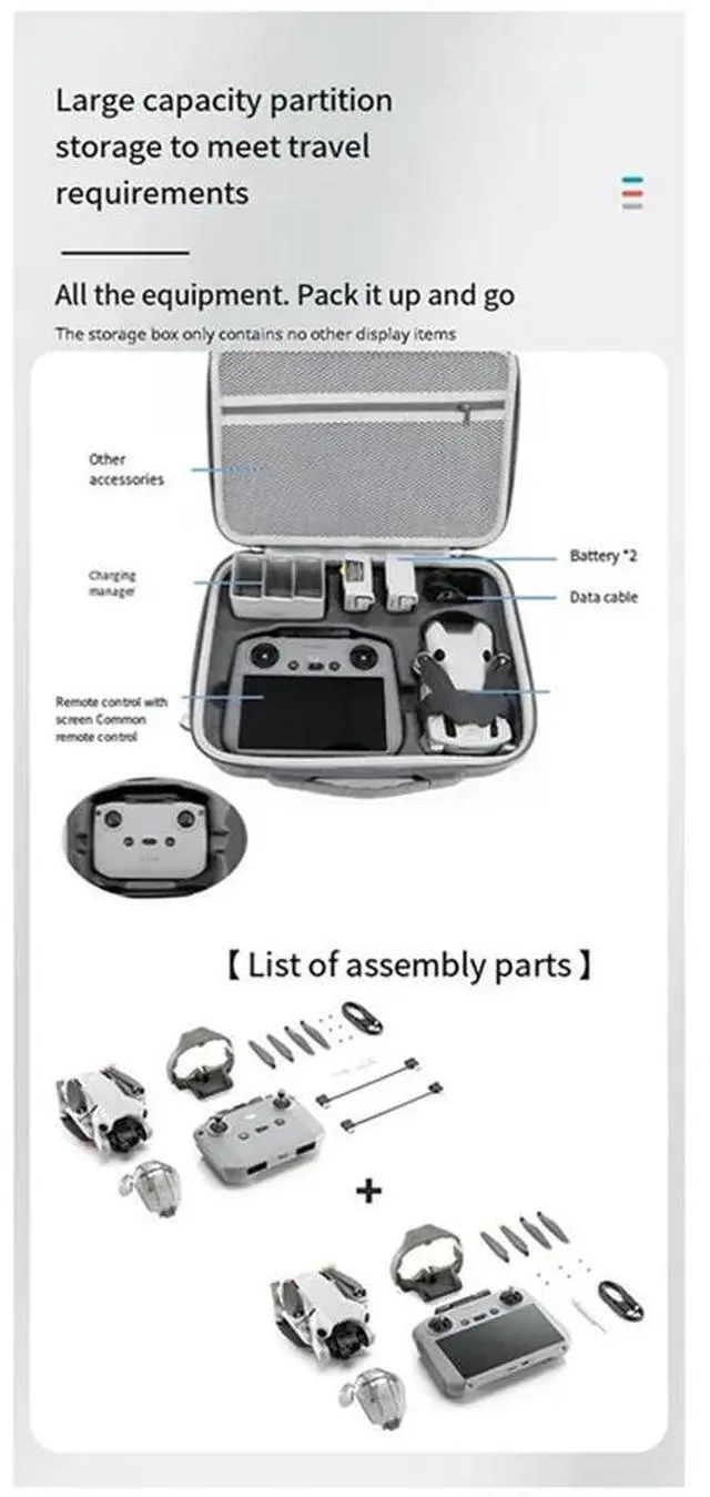 Alt view image 3 of 4 - Carrying Case For Mini 4 Pro Drone Bod Remote Controller Protective Bag Hanbag Box Portable Travel Bag