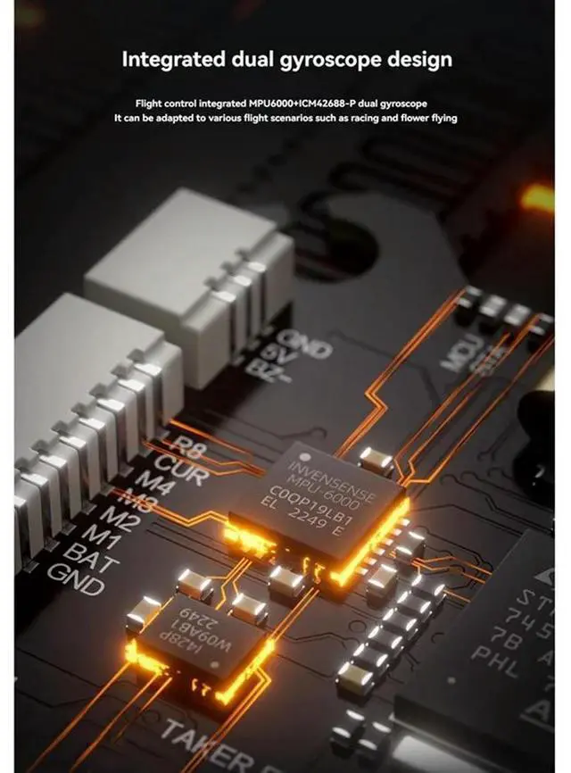 Alt view image 2 of 3 - For RC FPV Drone Compatible TAKER F745 BT 8Bit 60A FPV Stack 60A 4-In-1 ESC With Dual Gyroscope 512MB Black Box 30.5X3
