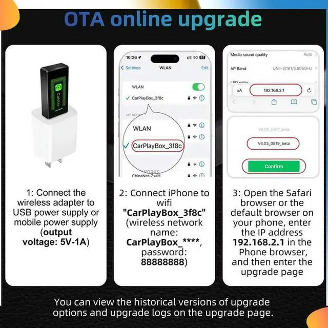 Alt view image 2 of 4 - Wireless Carplay Adapter For IOS, Upgrade USB Carplay Wireless Stick, Plug & Play, Small Carplay Dongle Mini Carplay