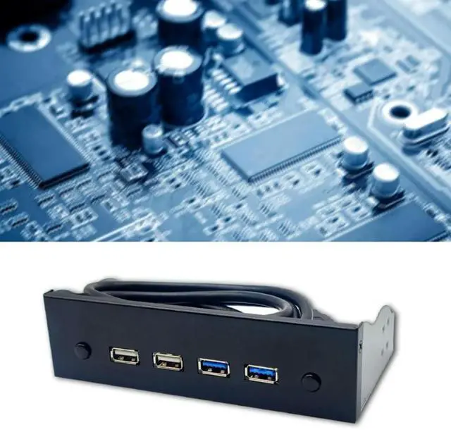 Alt view image 2 of 4 - Multifunctional 5.25" Media Dashboard USB Front Panel for PC Desktop 5.25" CD-ROM Bay USB3.0/2.0 19Pin 9Pin