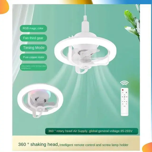 Main image of 360 ° Rotating Ceiling Fan Light E27 ligent Fan With Remote Control LED Fan Light For Living Room Bedroom Top 50W Dura