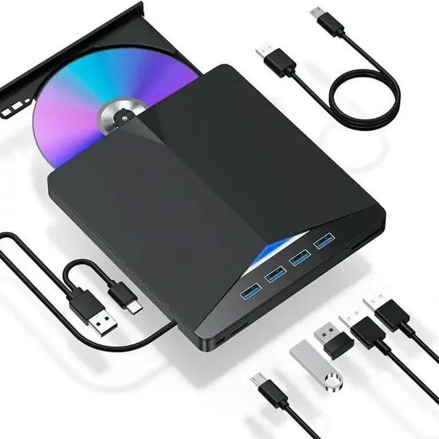 Alt view image 4 of 4 - 7 Port External DVD Drive USB Type C Portable DVD Player Burners Reader