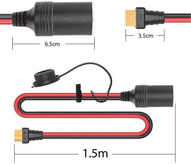 Alt view image 2 of 4 - Car Cigarette Lighter Female to XT60 Female Auto Truck Portable Power Station Solar Panel Generato Power 12V/24V 14AWG Cable