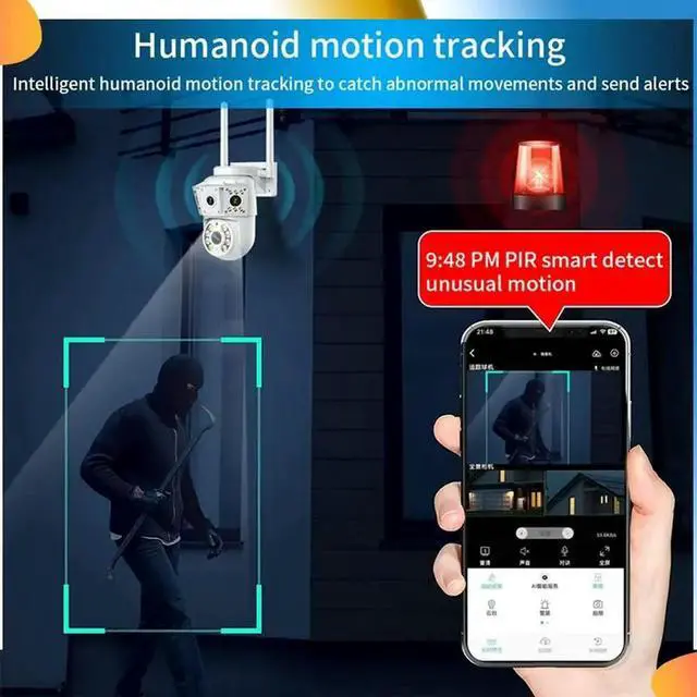 Alt view image 4 of 4 - Indoor/Outdoor Multi-Lens Binocular Wireless Surveillance Camera Two-Way Intercom Version 1080P Wireless Camera