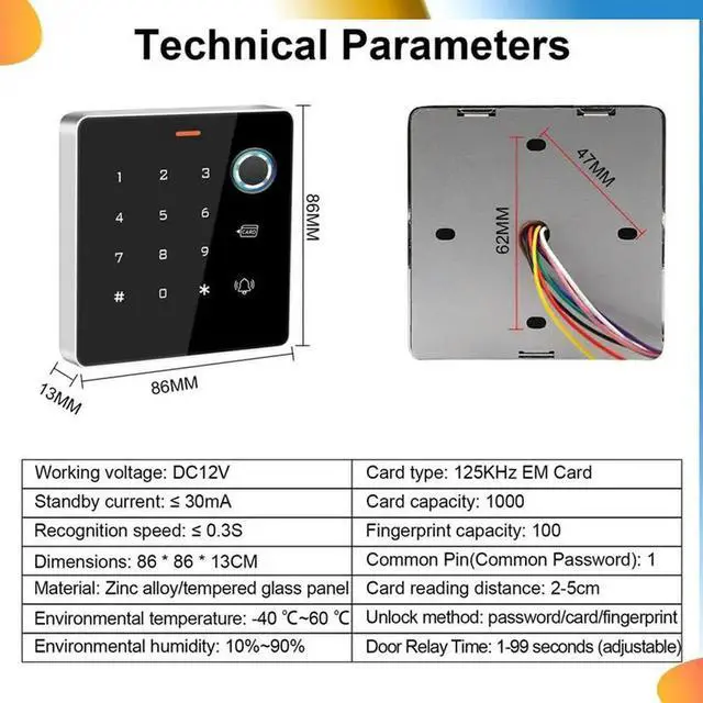 Alt view image 4 of 4 - RFID Card Proximity Card Access Control Keypad Fingerprint Reader Waterproof For Hotel Office Factory Apartment