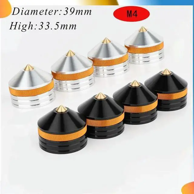 Alt view image 2 of 4 - 4Pcs Speaker Stand Feet Pad l Spikes Cone Floor Foot Nail For Loudspeakers Shoes Spike Shock Silver