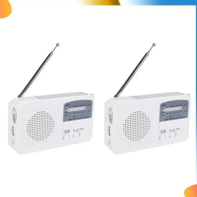 Alt view image 3 of 7 - 2X Emergency Radio With Solar And Hand Crank Self Powered, USB FM/AM Radio LED Flashlight Phone Charger