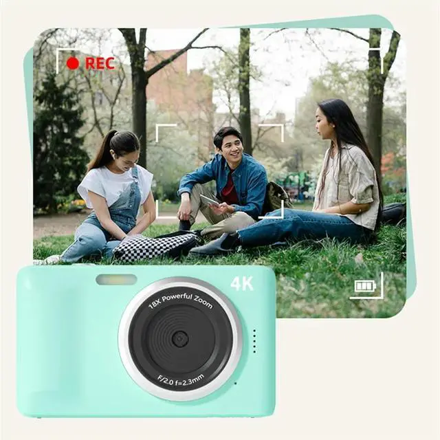 Alt view image 4 of 4 - 4K Digital Camera For Photography And 18X Digital Zoom Camera 64MP Compact Vlogging Camera 2.8Inch 180° Flip Screen