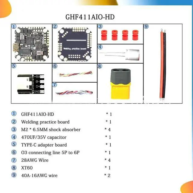 Main image of GHF411 AIO-HD 40A F411 ICM42688P Flight Controller BLHELIS 40A 4In1 ESC 3-6S Forfpv Toothpick Ducted Drones DIY Parts