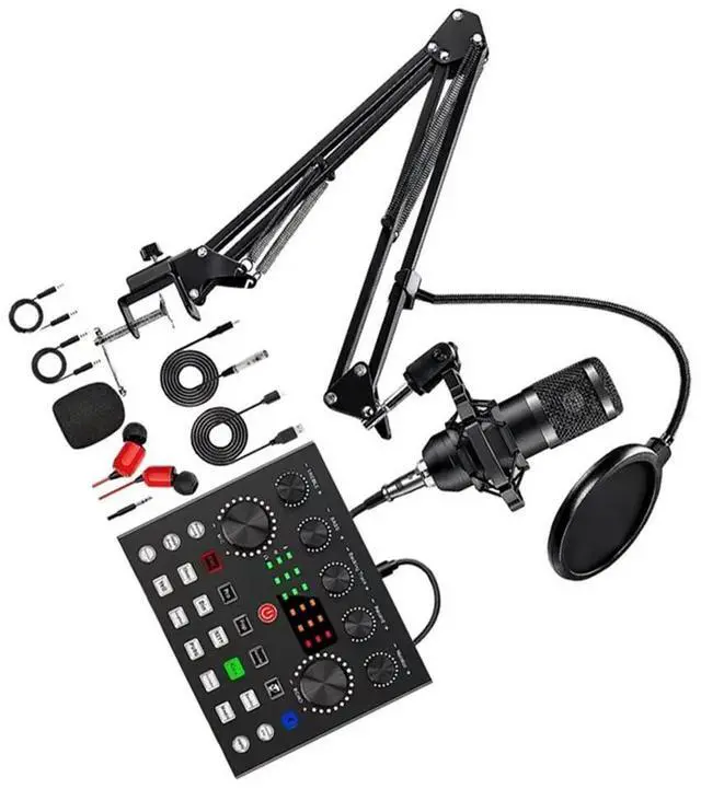 Alt view image 3 of 4 - BM800 V8s Equipment Professional Audio Condenser Mic With Built-In Sound Card For Karaoke And Podcast Recording