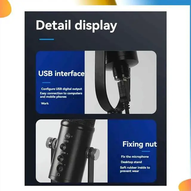 Alt view image 2 of 4 - USB Microphone Professional Plug Play Studio Microphone With Stand For Gaming Online Chatting Videos Voice Streaming