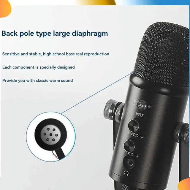 Alt view image 4 of 4 - USB Microphone Professional Plug Play Studio Microphone With Stand For Gaming Online Chatting Videos Voice Streaming