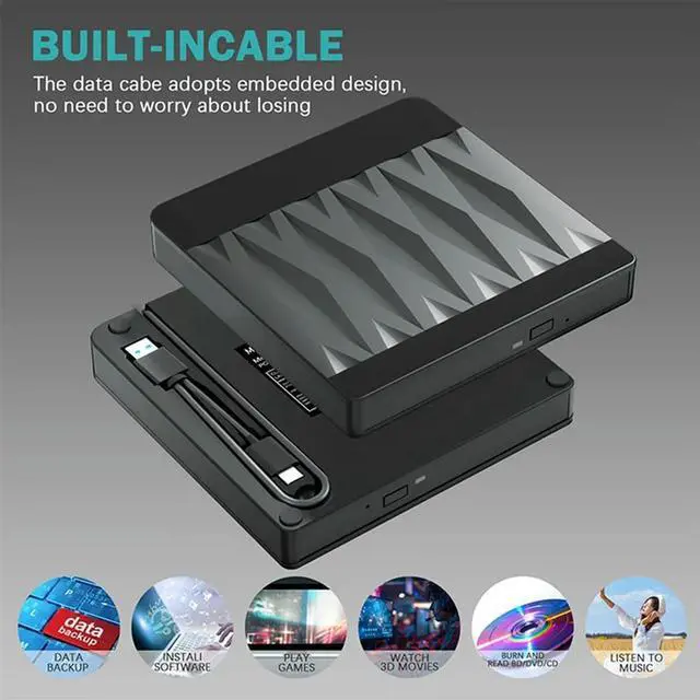 Alt view image 3 of 7 - External Blu-Ray DVD Drive BD/DVD/CD -/+RW Optical Drives For Laptop Desktop Burner Player Compatible For Macos